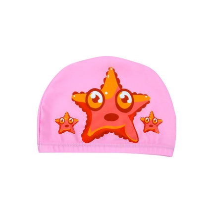 Cartoon Children's Swimming Cap Printed Cute Fashionable Cloth Cap for Boys and Girls Comfortable Non-Stretching Swimming Cap Cloth Cap Quick-Drying