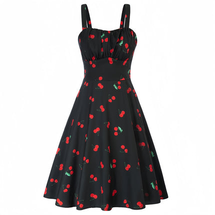 2024 Summer New Sling Dress European and American Cute Printed Women's Slim-fit Sling Dress Stage Performance Dress