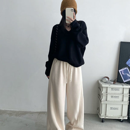 [baby velvet] autumn and winter new fleece-lined thickened banana pants women's embroidered machete pants pants fashion casual pants pants