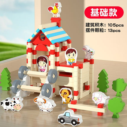 Luban mortise and tenon building blocks children's handmade diy gift Chinese architecture wooden structure hut educational toys