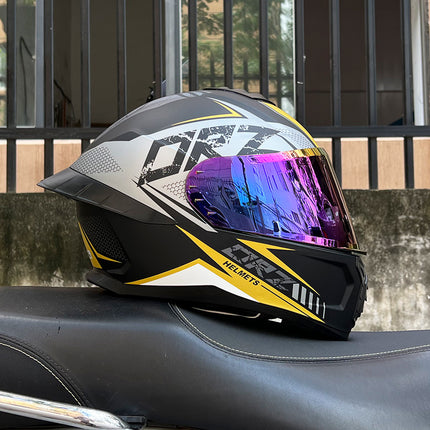Orz3C Certified Motorcycle Helmet Men's and Women's Dual-Lens Full-Face Helmet Summer Personalized Tail Bluetooth Semi-Full Coverage