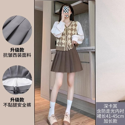 Dark Gray Woolen Pleated Skirt Short Skirt for Women Autumn and Winter 2026 New High-Waisted Slimming Look Preppy Jk Half-Length A-Line Skirt