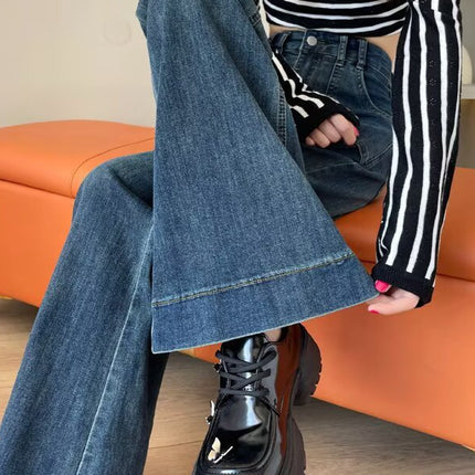 high quality High Waist Flared Jeans Women's New Micro-stretch Micro-lar Pants Non-stick Leg Retro Slimming Horseshoe Pants