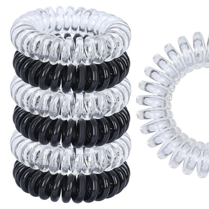 Outer Diameter 4cm Black Phone Cord Hair Tie Korean Hair Tie Hair Rope Transparent White Rubber Band Wire Coil Headwear