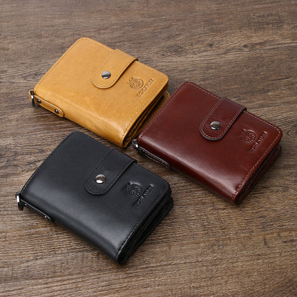 Lionden First-Layer Cowhide Rfid Anti-Theft Brush Genuine Leather Wallet with Multiple Card Slots and Detachable Men's Short Vertical Wallet