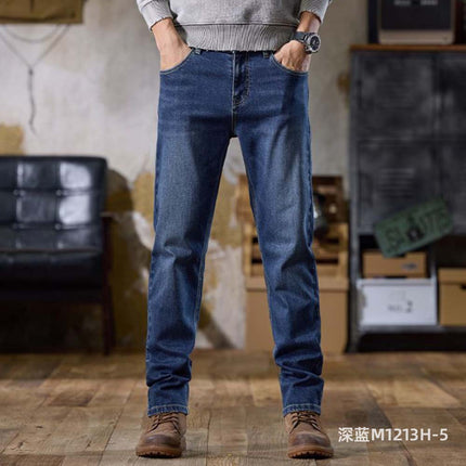 Men's Jeans Spring and Autumn Straight-Leg Trendy Classic Retro Cotton Stretch Comfortable Breathable Versatile Slim-Fit Pants Trendy Brand
