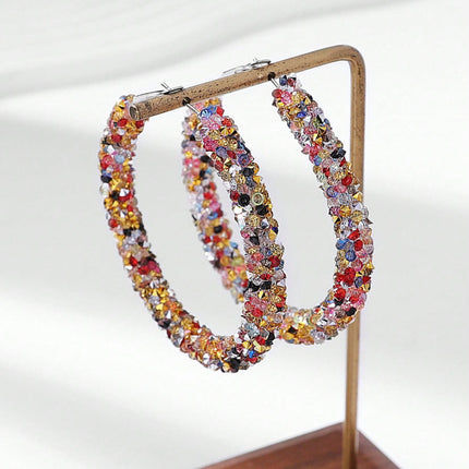 European and American Cross-Border New Style Earrings, Versatile and Exaggerated Earrings for Women, High-End Full Diamond Temperament Earrings, Fashionable Accessories