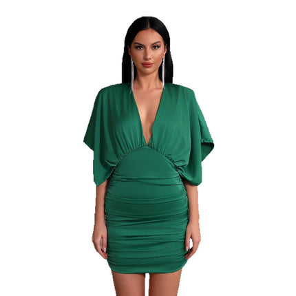 Clearance Price: Green Fashionable Two-Way Mini Dress, European and American Style Sexy Women's Summer New Slim-Fit Dress