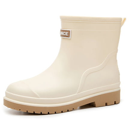 Women's Fashionable Outdoor Drawstring Rain Boots with Thick Soles, Waterproof and Non-Slip Kitchen Work Rain Boots, Warm Rubber Shoes