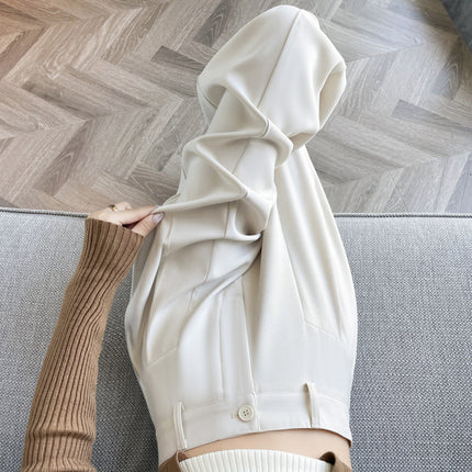 2026 Autumn/Winter High-End Draped Suit Wide-Leg Pants for Women, High-Waisted Slimming Narrow Casual Straight-Leg Pants