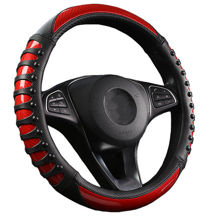 Light Luxury Car Steering Wheel Handle Cover Four Seasons Sports Car Handle Cover Carbon Fiber Leather Massage Leather Nail Handle Cover