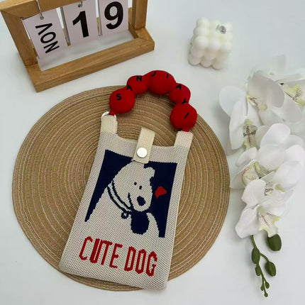 Cartoon Cute Mobile Phone Bag, Cute and Versatile Handbag, Mini Knitted Small Tote Bag, Shoulder Bag, Crossbody Handbag