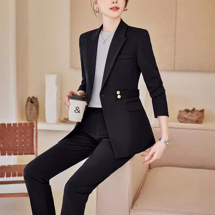 Suit suit Women's Spring and Autumn Business Wear Temperament Goddess Fan Waist Tight Business Dress Workplace Office Workers High-end Suit