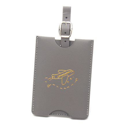 Rfid Anti-Magnetic Airplane Passport Holder Leather Luggage Tag Set Hidden Luggage Identification Card Holder Cross-Border In-Stock