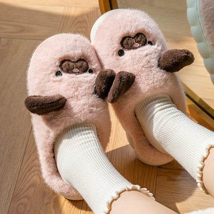 Cixi Cotton Slippers for Women, Spring, Autumn and Winter Home Use, Indoor Non-Slip Couple Home Warm Winter Plush Men's Slippers