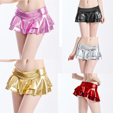 European and American women's new shiny patent leather miniskirt costume cross-border e-commerce sexy hot girl mini skirt now