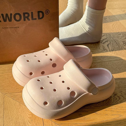 Cute Cartoon Apple Croc Shoes Women's Summer Outerwear Non-Slip Two-Wear Baotou Beach Seaside Thick-Soled Sandals Summer