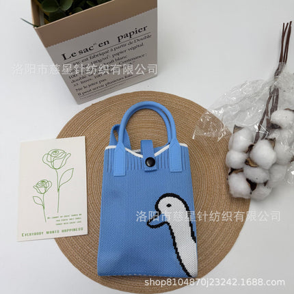 Girl's Heart-Shaped Knitted Crossbody Bag