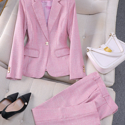 Zihong Zihong Pink Suit suit Women's 2024 New High-end Elegant Goddess Fan Leisure Autumn Suit