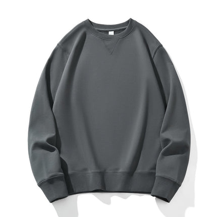 380g Heavyweight Pure Cotton Terry Sweatshirt Men's Sweatshirt American Retro Solid Color Long-Sleeve Crew Neck Unisex Customizable