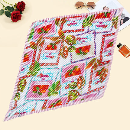 New wrinkled small square scarf female Korean imitation silk printed wrinkled small scarf Joker scarf decorative scarf wholesale