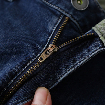 Haipai Scissors Cloud Sense Jeans Men's Spring and Autumn Simple All-match Washed Micro-elastic Loose Leg Pants Men's 1U061