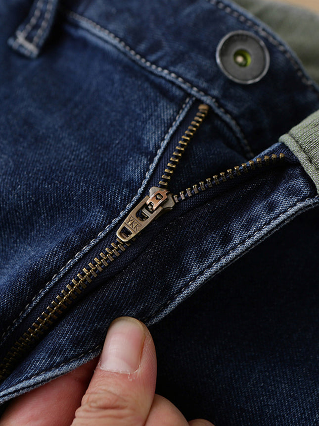 Haipai Scissors Cloud Sense Jeans Men's Spring and Autumn Simple All-match Washed Micro-elastic Loose Leg Pants Men's 1U061