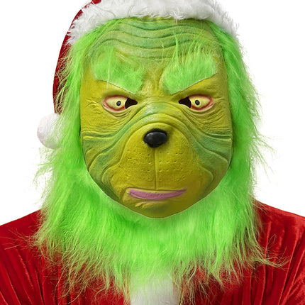 Santa Claus Grinch Green Furry Monster Grinch Party Performance Costume Cross-Border Christmas Costume Cosplay Set