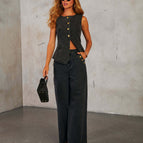 Black top + pants suit / S