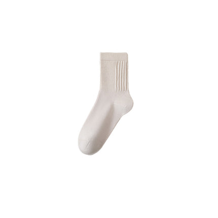 Pure Cotton Socks for Women, Autumn and Winter Mid-Calf Socks, Solid Color Simple Casual Versatile 10A Antibacterial Deodorant Socks Wholesale