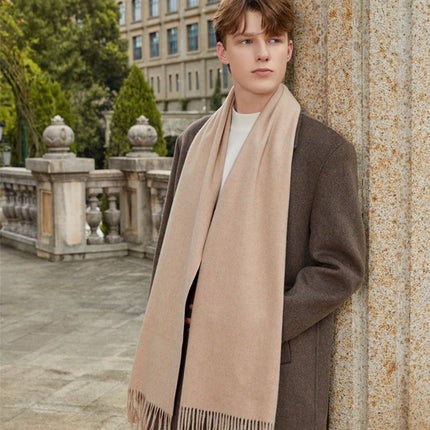 Wool Scarf Shawl High-End Versatile Cashmere Scarf Women's Autumn and Winter Thickened Couple Style Solid Color Scarf Wholesale