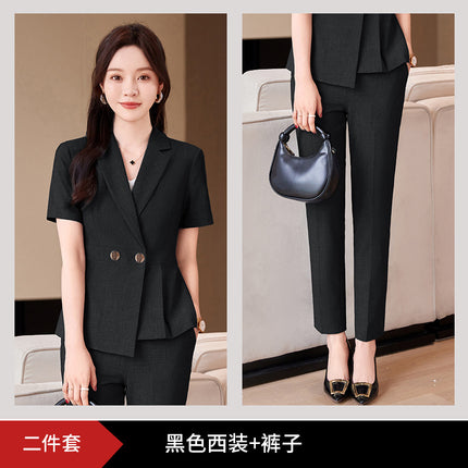 Business wear suit women's summer thin summer elegant goddess fan Gao end hotel front desk workwear suit overalls