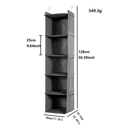 Clothes Storage Bag Foldable Metal Hook Storage Hanging Bag Non-woven Dustproof Multi-layer Wardrobe Clothes Storage Bag