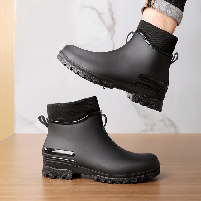 Water Shoes for Women, Chelsea Style with Fleece Lining, Short Rain Boots for Men, Low-Top Rubber Shoes for Men and Women, Non-Slip and Wear-Resistant