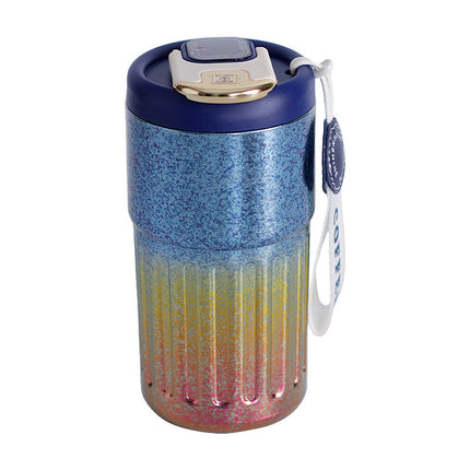 Pure Titanium Insulated Cup with Strap, Coffee Cup, Car-Mounted One-Handed Opening Lid, Antibacterial and Fresh-Keeping Titanium Cup, Fully Titanium Car-Mounted Portable