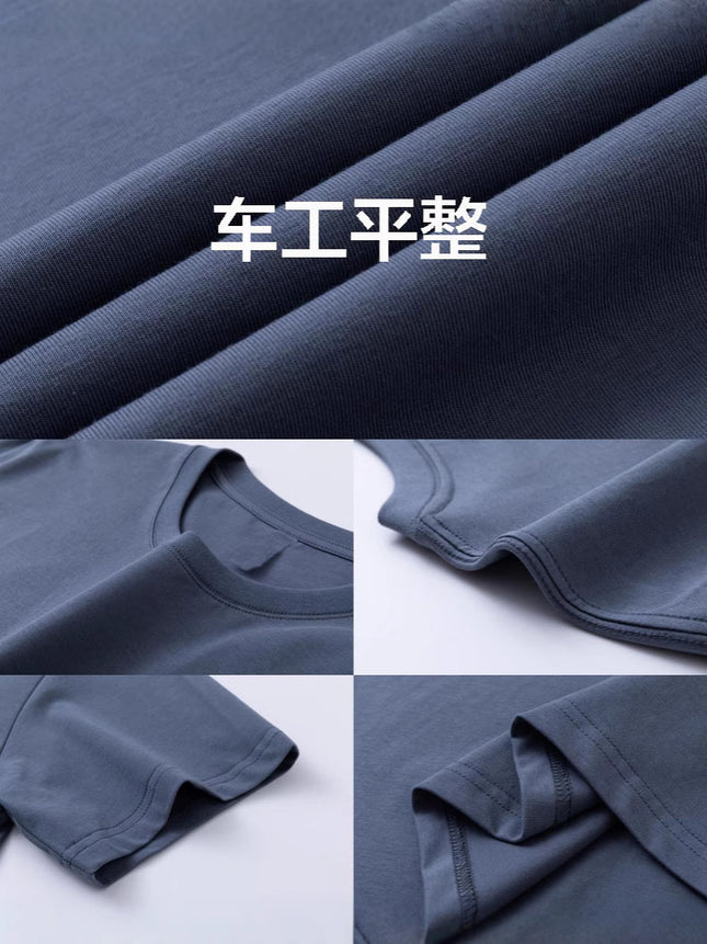 Round Neck Solona Polyester-Cotton Short-Sleeve T-Shirt with Logo Printed, Group Advertising Shirt, Workwear, Factory Wholesale, Cross-Border, Simple Style