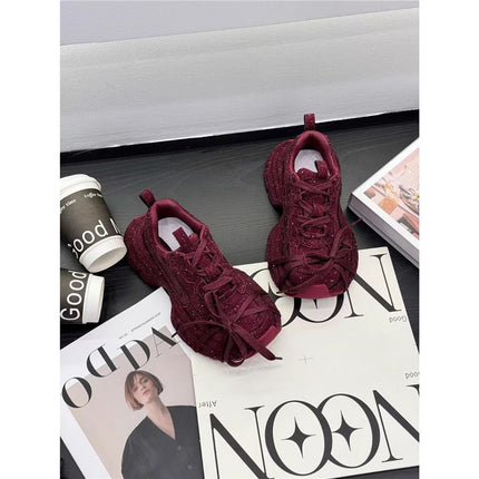 Stylish Full Diamond-Embellished Dad Sneakers, New Autumn 2026 Thick-Soled Trendy Street-Style Sports Casual Shoes, Versatile and Fashionable