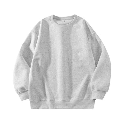 Light Gray 500g Heavyweight Round Neck Pullover Sweatshirt for Men and Women Japanese Style Style Loose Casual Versatile Long-Sleeved Top Autumn and Winter