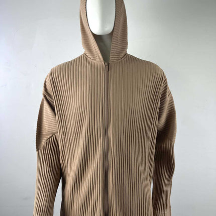 Miyake Clothes House Men's Pleated Zipper Cardigan Jacket Hoodie Sweater Jacket Loose Casual Autumn and Winter JL106