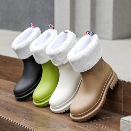 Cross-Border Popular Japanese and Korean High-End Rain Boots for Women, Mid-Calf Non-Slip Internet Celebrity Rain Boots, Waterproof Overshoes, Rubber Shoes, Water Boots