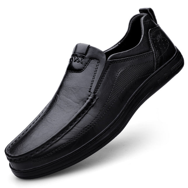 Fall 2023 men's leather shoes comfortable breathable new wide surface middle-aged loafers work breathable leather shoes