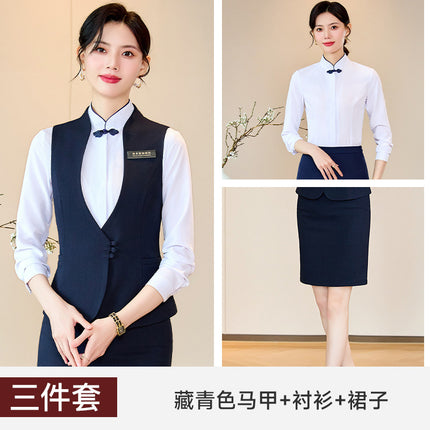 Women's Jewelry Store Sales Professional Suit Vest suit Women's Spring and Autumn Hotel Front Desk Manager Work Clothes Three-piece Set