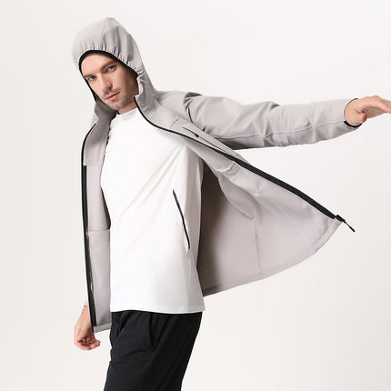 Dijia Outdoor Sports Jacket Men's Quick-drying Breathable Running Zipper Hooded Casual Wear Long-sleeved Jacket Windbreaker Cross-border