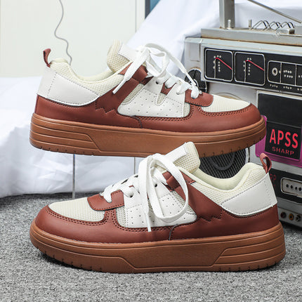 Korean Style Trendy Four-Season Thick-Soled Skateboard Shoes, Mesh Breathable Casual Shoes, Lace-Up Fashionable Women's Shoes, Outdoor Couple Trendy Shoes