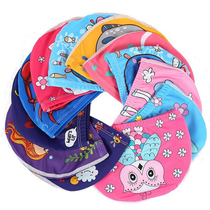 Cartoon Children's Swimming Cap Printed Cute Fashionable Cloth Cap for Boys and Girls Comfortable Non-Stretching Swimming Cap Cloth Cap Quick-Drying
