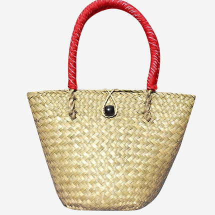 Cross-Border Summer New Fashion Straw Woven Handbag Large Capacity Bucket Bag 2025 Versatile Beach Straw Bag