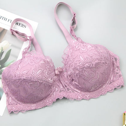 Cross-border explosions ultra-thin cup gathered sexy lace adjustable steel ring bra large size ladies underwear wholesale