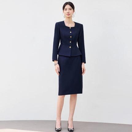 Aishangchen's High-End Navy Blue Suit Is Elegant and Versatile, Hotel Manager's Front Desk Formal Occasion Professional Wear