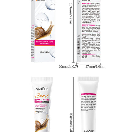 Snail Collagen Eye Cream Anti Dark Circles Remove Eyes Bags Moisturizing Firming Beauty Eyes Skin Care Products