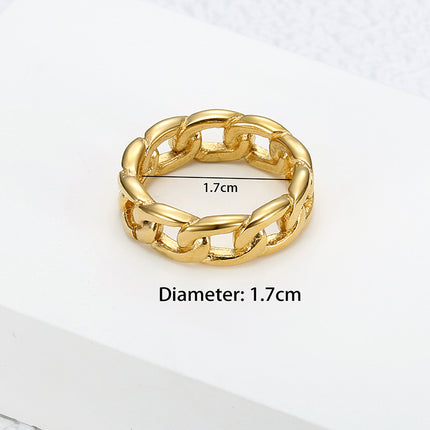 European and American Ins Export Stylish Cut Out Chain Ring Plain Ring Fashionable Design Versatile Titanium Steel Index Finger Ring Simple